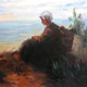 A fishergirl on a dunetop - Josef Israels